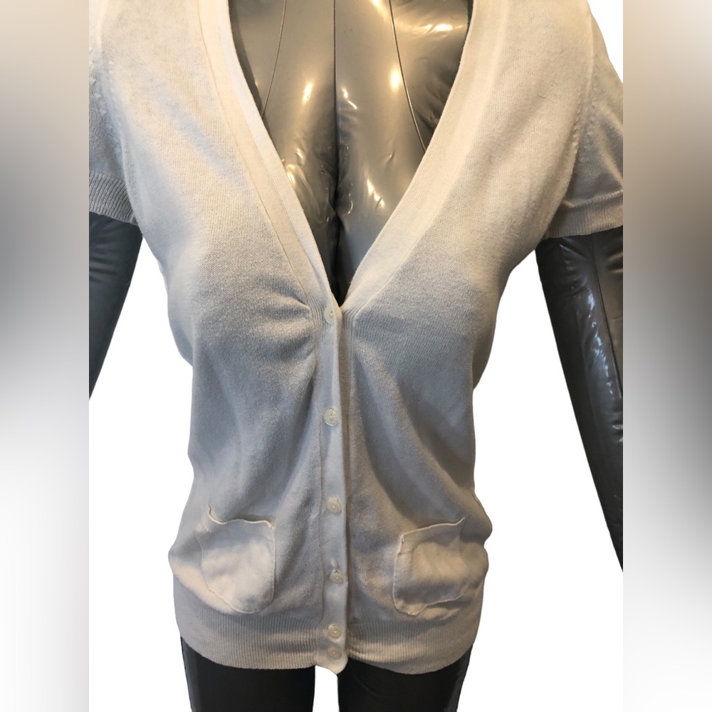 American Eagle 100% cotton Small short sleeve v-neck white cardigan Women’s - Picture 4 of 11